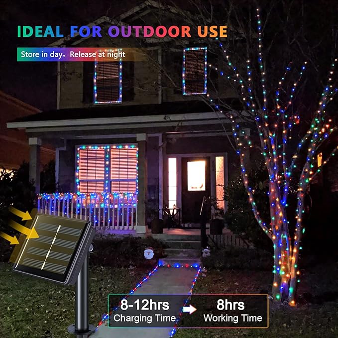 JMEXSUSS 4 Pack 100 LED Solar Christmas Lights, 33ft Solar String Lights - Image 4