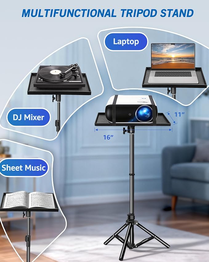 Lusweimi Projector Stand Tripod, 56 Inch Height Adjustable Laptop Stand - Image 4