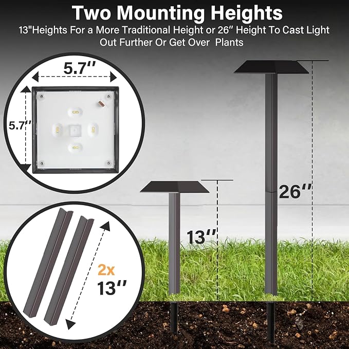 Super Bright 300 Lumens Solar Pathway Lights Outdoor, 2 Lighting Color Modes - Image 2