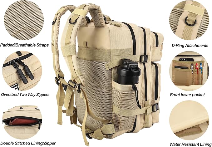 LHI Military Tactical Backpack for Men and Women 45L Army 3 Days Assault Pack - Image 5
