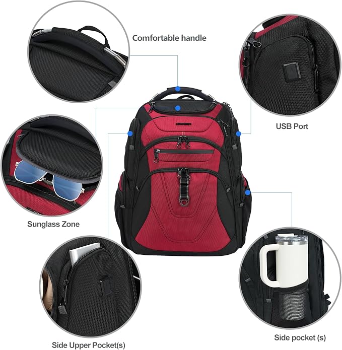 KROSER Friendly Travel Laptop Backpack 18.4 inch XXXL Gaming Backpack - Image 4