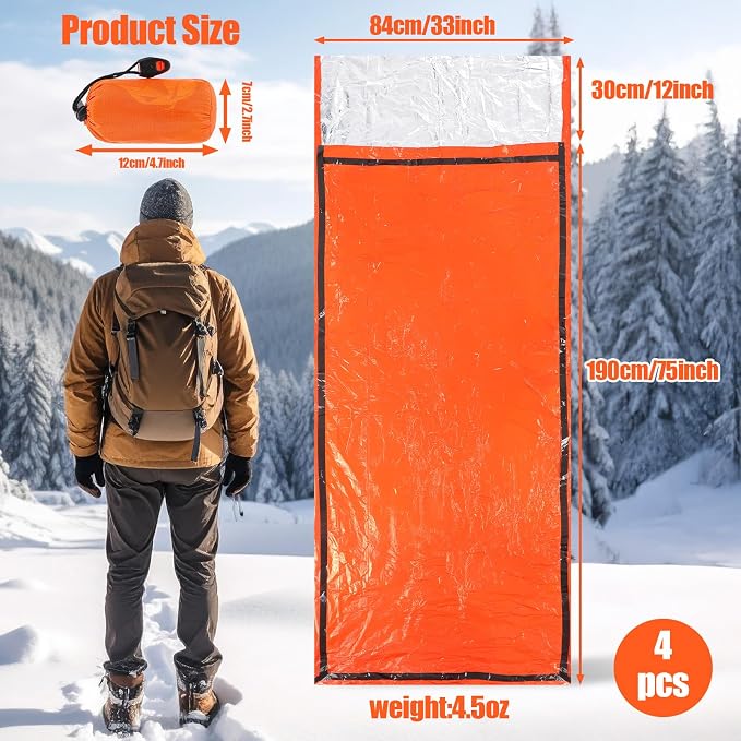4 Pack Emergency Bivy Sack Bivy Bag - Image 2