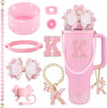9PCS Pink for Stanley Cup Accessories Set Bling Initials Bow Charms for Stanley by Unknown