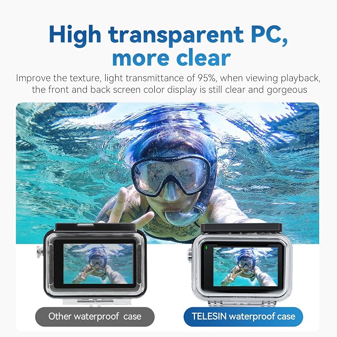 TELESIN Waterproof Case for DJI Action 5 Pro Action 4/3 Camera, - Image 8
