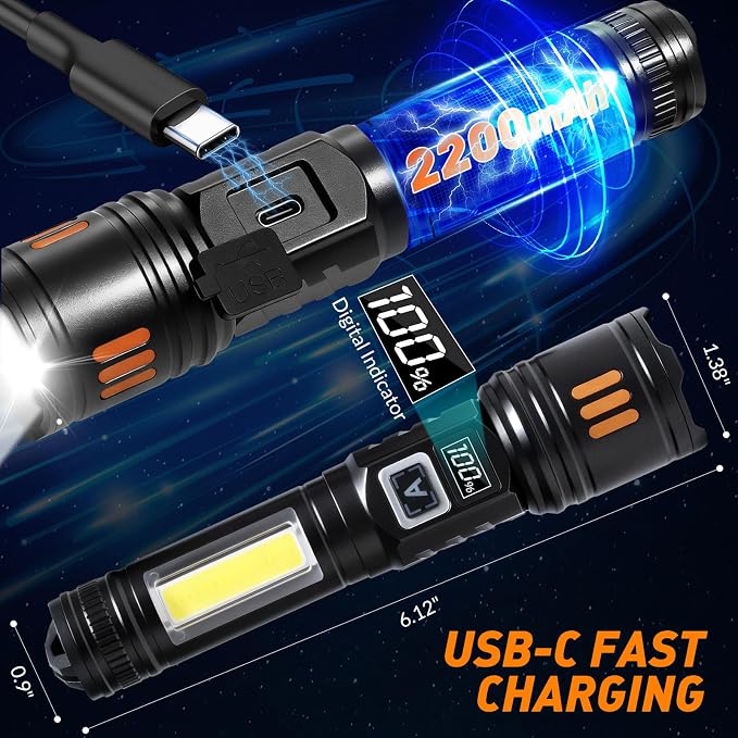 AYL Rechargeable Flashlights 2 Pack, Super Bright High Lumens Flash Light - Image 4