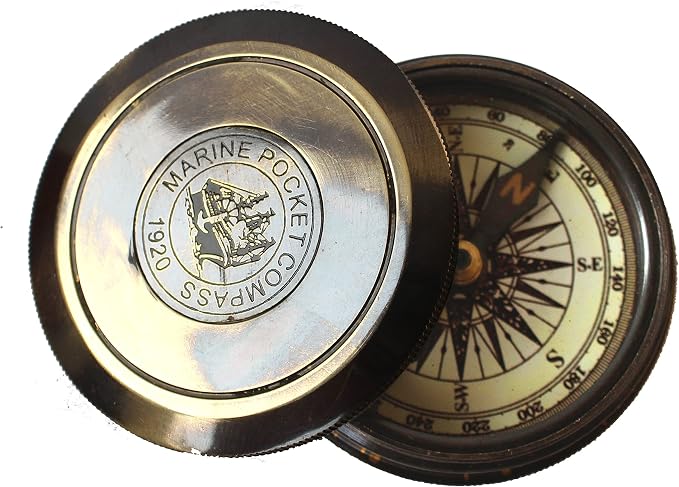 Marine Pocket Compass 1920 Vintage Brass Navigation Compass by collectiblesBuy