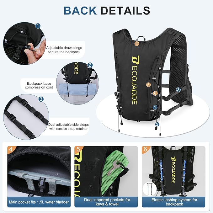 BECOJADDE Running Vest Hydration Backpack - Image 3