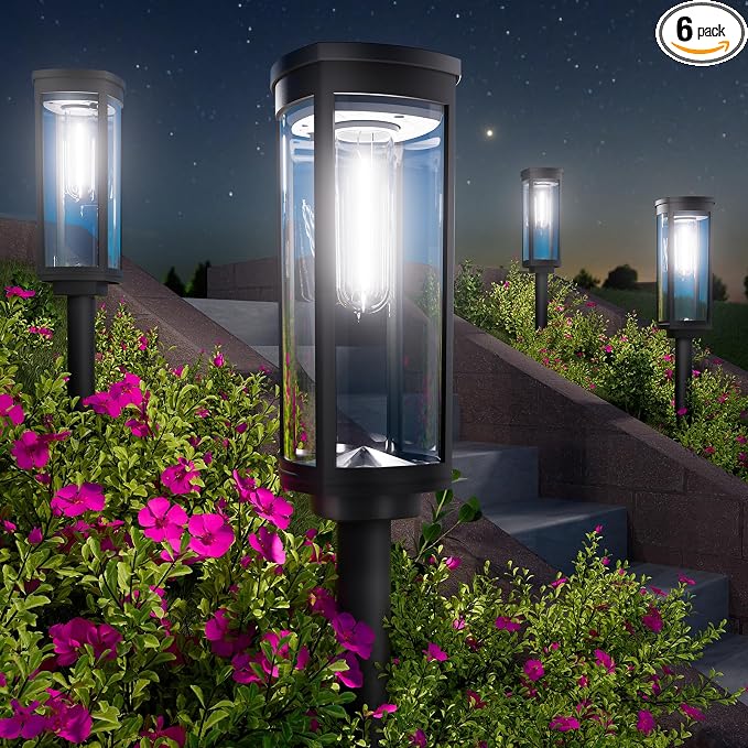 BITPOTT Bright Solar Lights Outdoor 6 Pack, Solar Pathway Lights Waterproof IP65 by BITPOTT