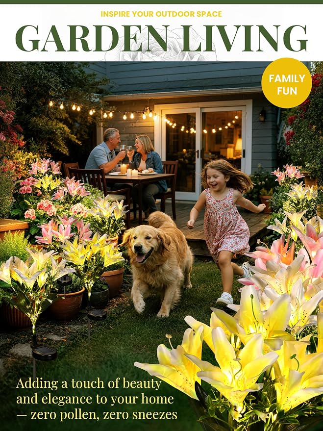 GIGALUMI Solar Garden Lights, 8 Pack LED Lily Garden Decor Carefree Solar - Image 9