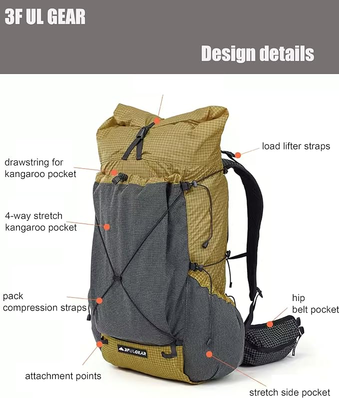 3F UL GEAR 30L+10L UHMWPE Ultralight Waterproof Hiking Backpack Daypack Outdoor - Image 6