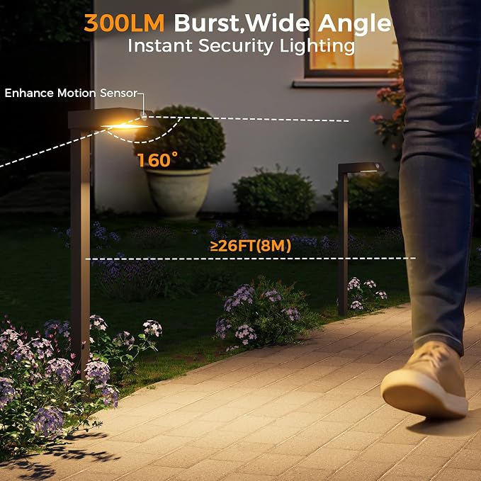 XMCOSY+ Solar Pathway Lights, 4 Pack All-Metal Motion Sensor Outdoor Lights - Image 6