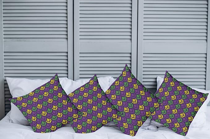 Ambesonne Mardi Gras Decorative Throw Pillow Case Pack of 4, Antique Old - Image 2
