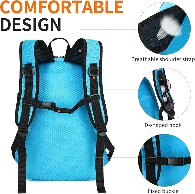 Small Hiking Backpack 15L Travel Lightweight Hiking Packable Daypack - Image 7
