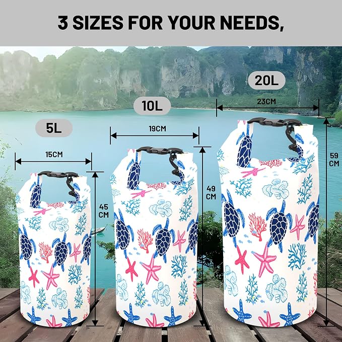 Waterproof Dry Bag, Roll Top Sea Turtle Coral Starfish Small Waterproof - Image 6