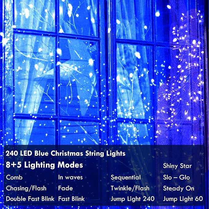 88FT 240LED Extra-Long Connectable String Lights Indoor Outdoor Clear Wire - Image 4