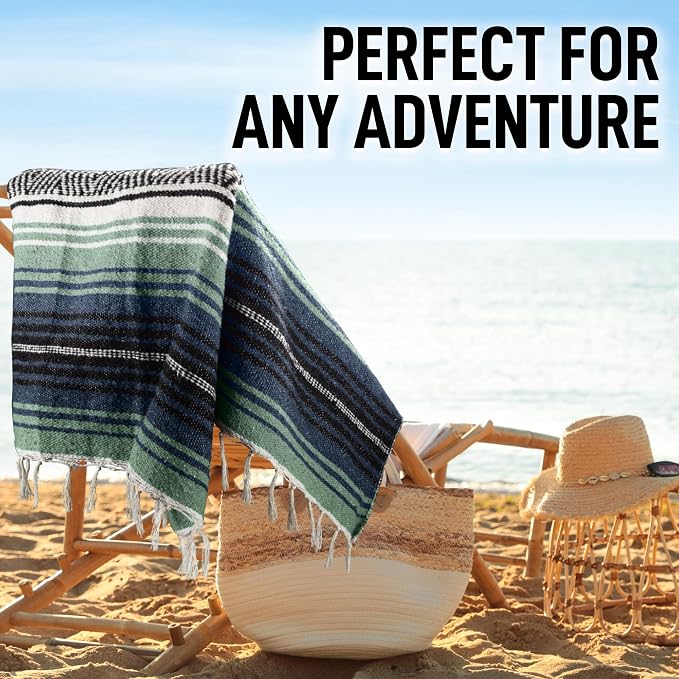Hydration Nation Authentic Large Handwoven Mexican Blanket - Image 5