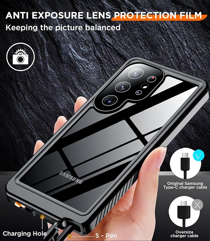 Temdan Designed for Samsung Galaxy S24 Ultra Case, Waterproof Built-in Lens & - Image 7