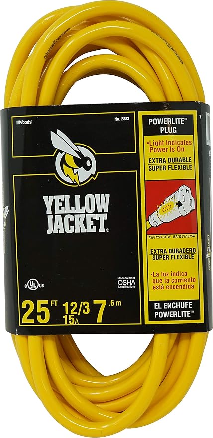 Yellow Jacket Heavy Duty Extension Cord, 12 Gauge, 3 Conductor, Lighted End - Image 9