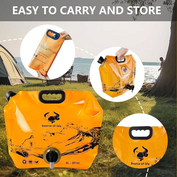 Collapsible 8L Water Storage Bag, BPA-Free Portable Folding Water Jug - Image 4