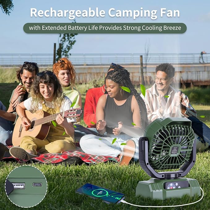AVV 20000mAh High Speed Portable Camping Rechargeable Fan - Image 4