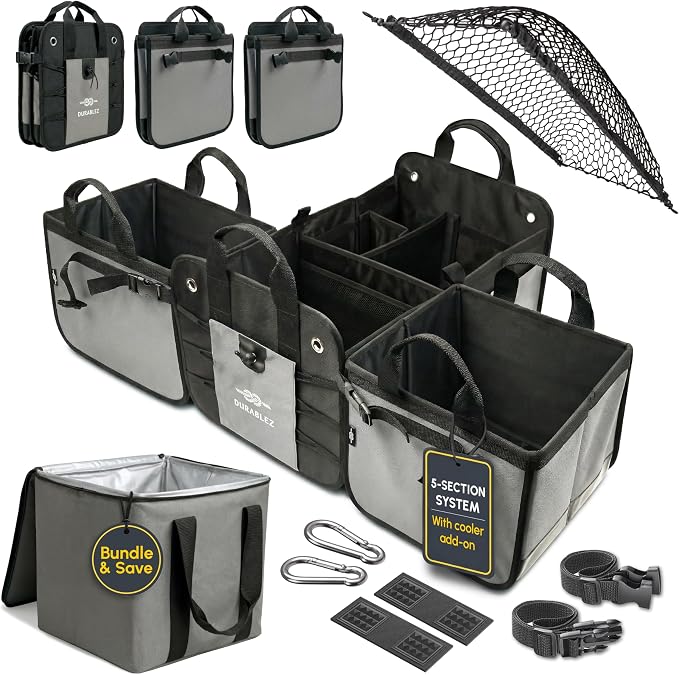 Modular 5-Section Trunk Organizer XL – Car Storage by DURABLEZ