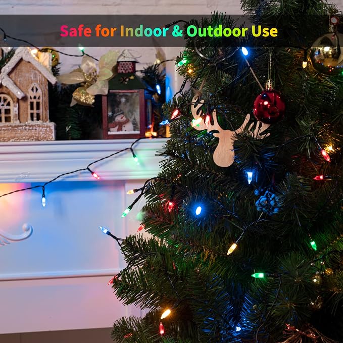 Christmas Lights Battery Operated 4 Pack 8 Feet 20 LED String Lights on Green - Image 3