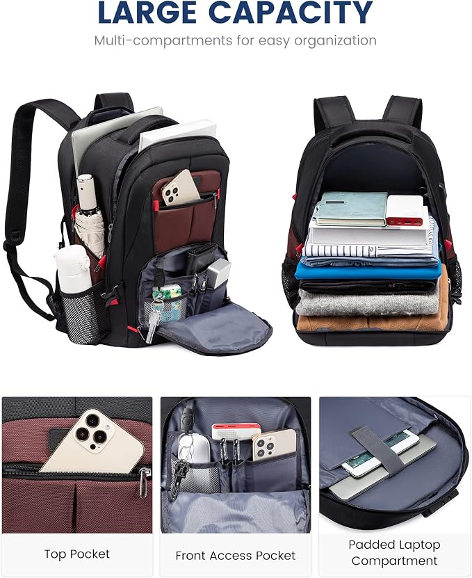 LOVEVOOK Travel Backpack for Men 17inch Large Work Backpack for Men Large - Image 2