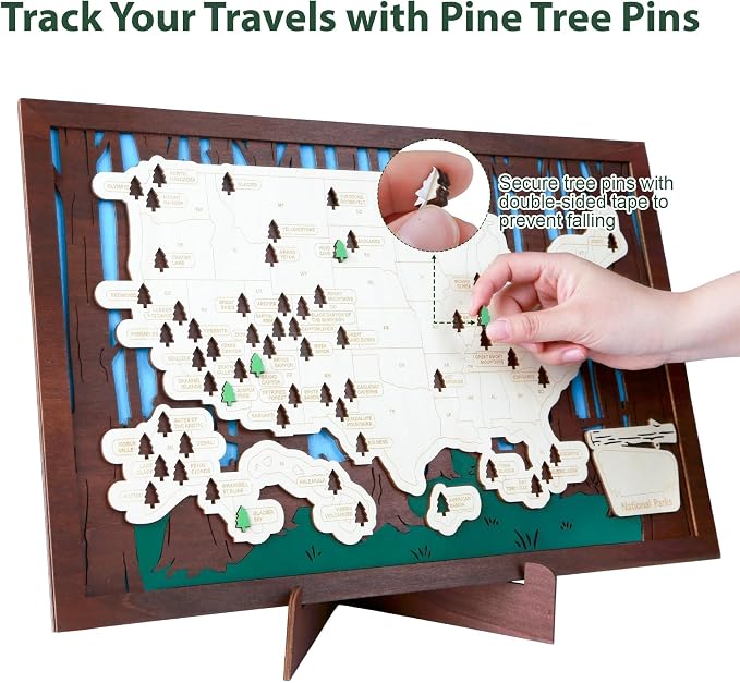 Wooden US National Parks Map Travel Tracker – 3-Layer Framed Wall Art - Image 5