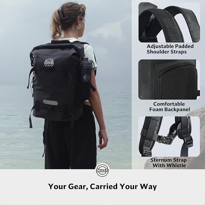 STOVER 5/10/25/30/40/55L Waterproof Dry Bag- Roll-Top Backpack w/Phone Case- - Image 5