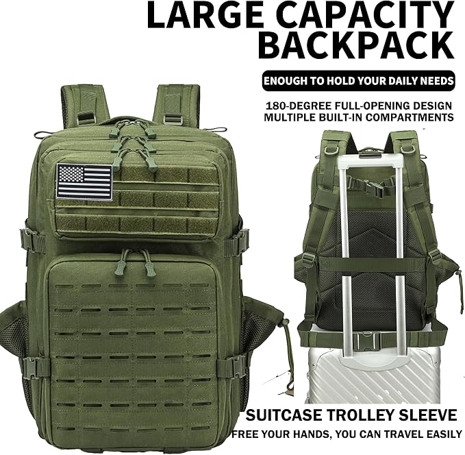 Military Tactical Backpack 45L/25L 3 Day Assault Pack Molle Daypack Hiking - Image 5