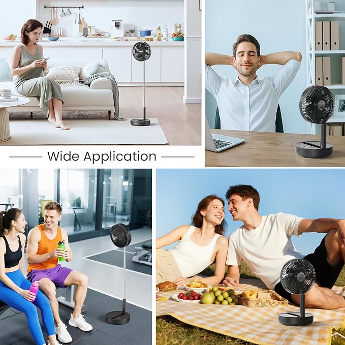 TriPole Portable Standing Fan, 8000mAh Rechargeable Oscillating Fan - Image 8