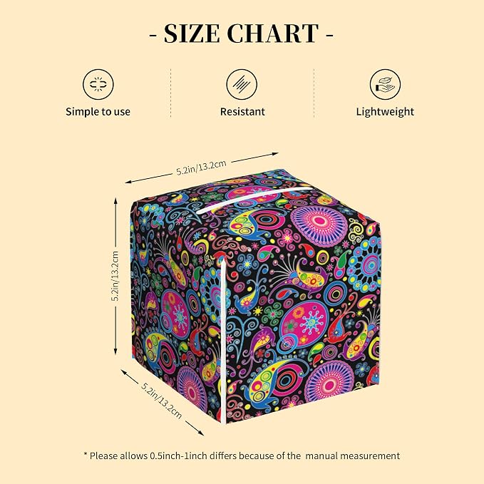 Tissue Box Cover Square, Boho Mandala Flowers and Paisley Tissue Box Holder - Image 2
