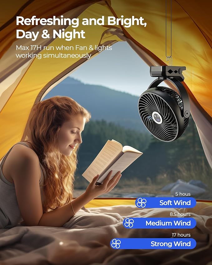 xasla 10000mAh Portable Clip On Fan - Image 4