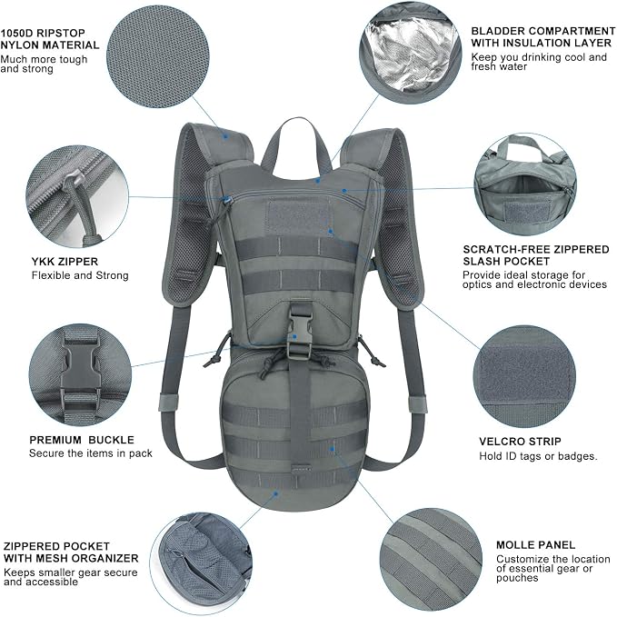 Unigear Tactical Hydration Packs Backpack 1050D - Image 2