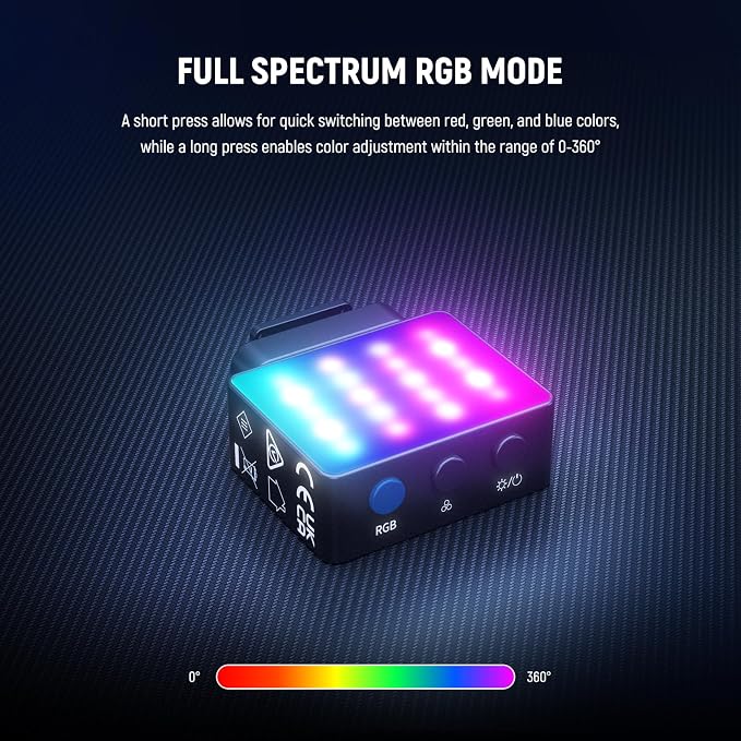 NEEWER Basics Magnetic RGB Camera Auxiliary Light, 1.5W Plastic Small Cold Shoe - Image 3
