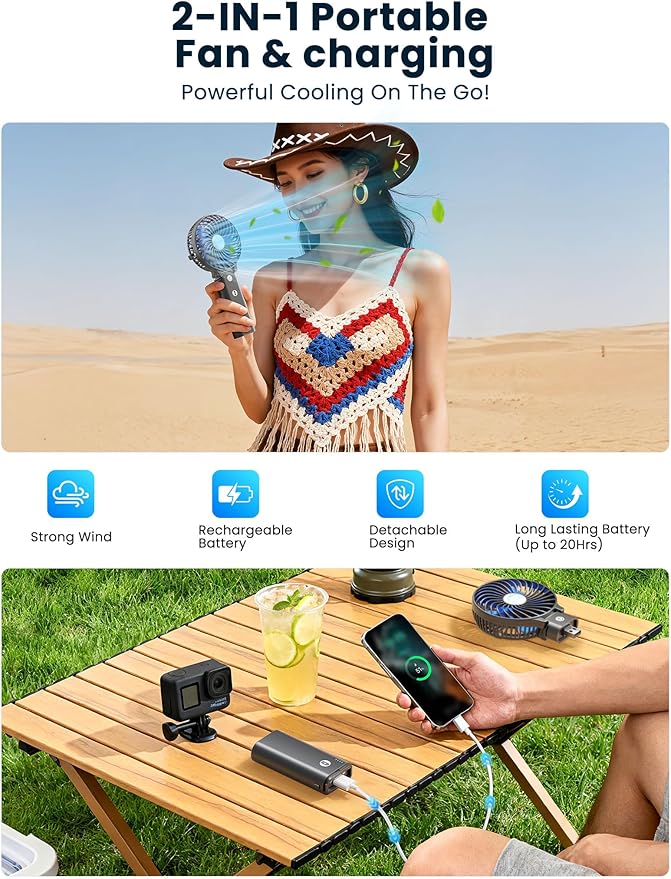 HandFan 5200mAh Portable Handheld Fan Rechargeable - Image 3