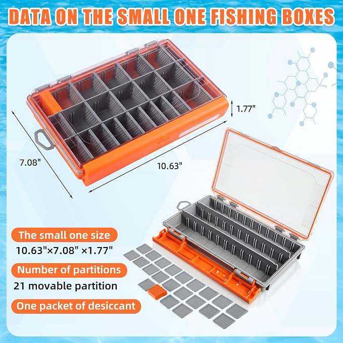Junkin 6 Pack 3600 Fishing Tackle Boxes Waterproof, High-vis Orange Lure - Image 2