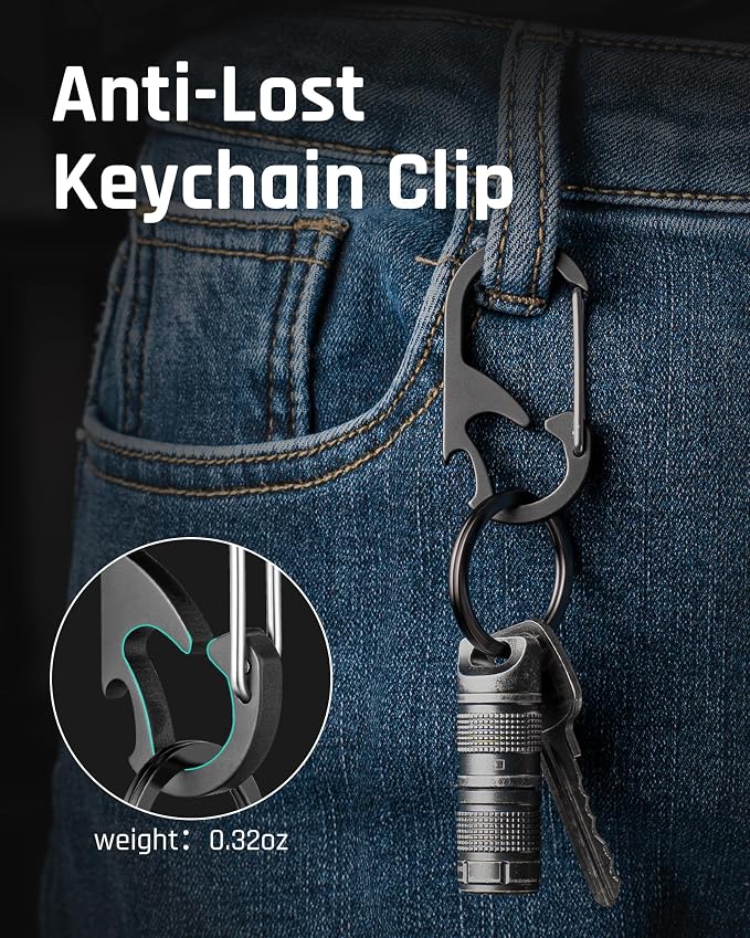 TISUR Titanium Carabiner Keychain Clip, Anti-Lost Key Ring Holder, Self-Locking - Image 5