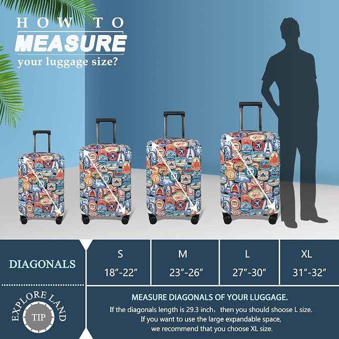 Explore Land Travel Luggage Cover Suitcase Protector Fits 31-32 Inch Case - Image 5