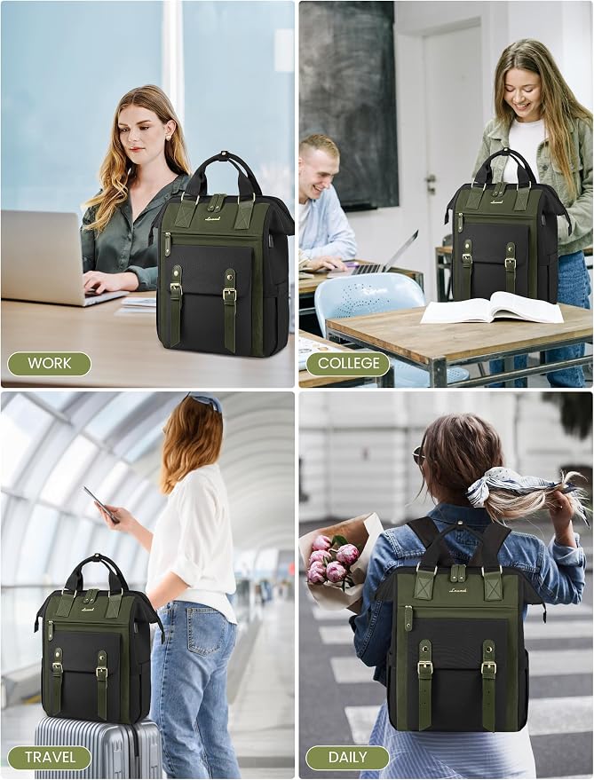 LOVEVOOK Laptop Backpack for Women Work Teacher Bag Travel Backpack, Stylish - Image 6