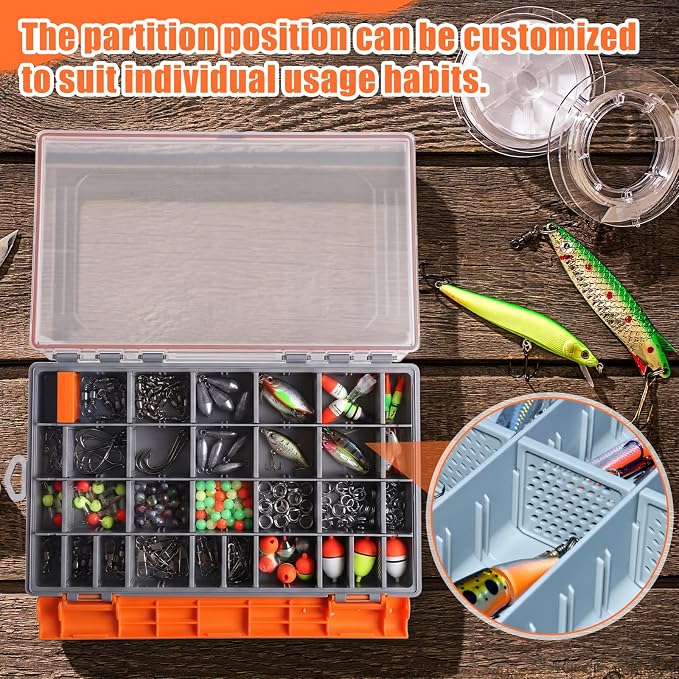 Junkin 6 Pack 3700 Fishing Tackle Boxes Waterproof, Large Orange Lure Organizer - Image 6