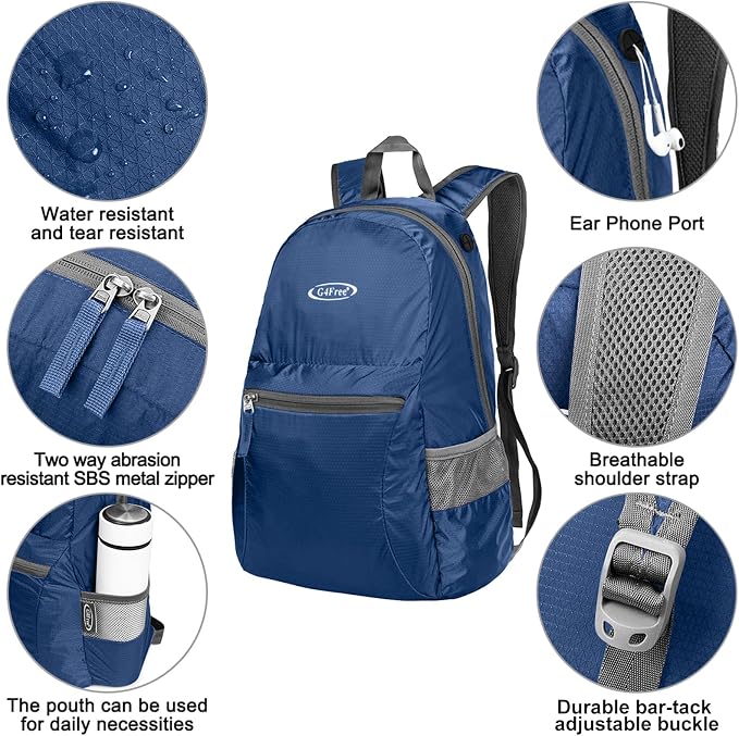 G4Free 20L Lightweight Packable Backpack Travel Hiking Daypack Foldable Backpack - Image 3
