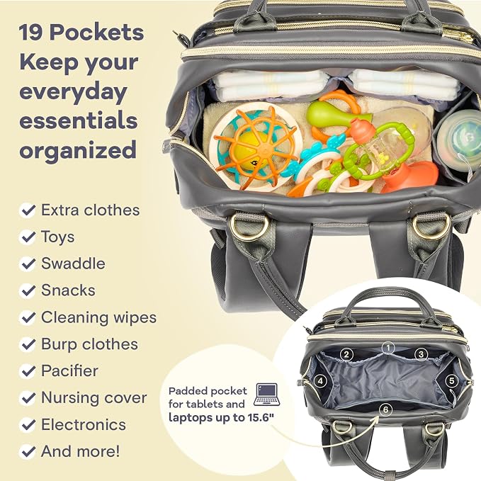 RUVALINO Diaper Bag Backpack, Insulated Bottle Holders & Pacifier Case - Image 5