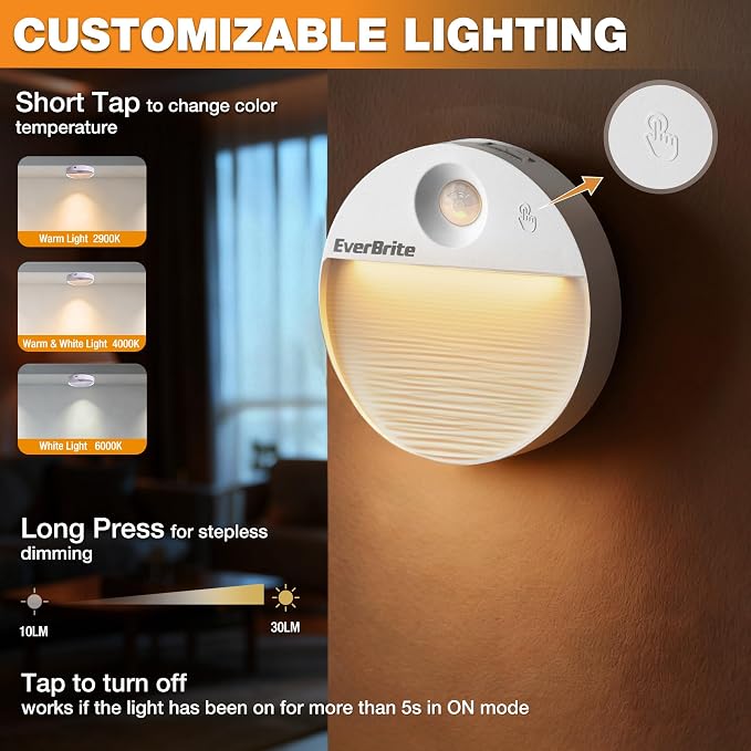 EverBrite Rechargeable Round Motion Sensor LED Night Light, Motion Activated - Image 4