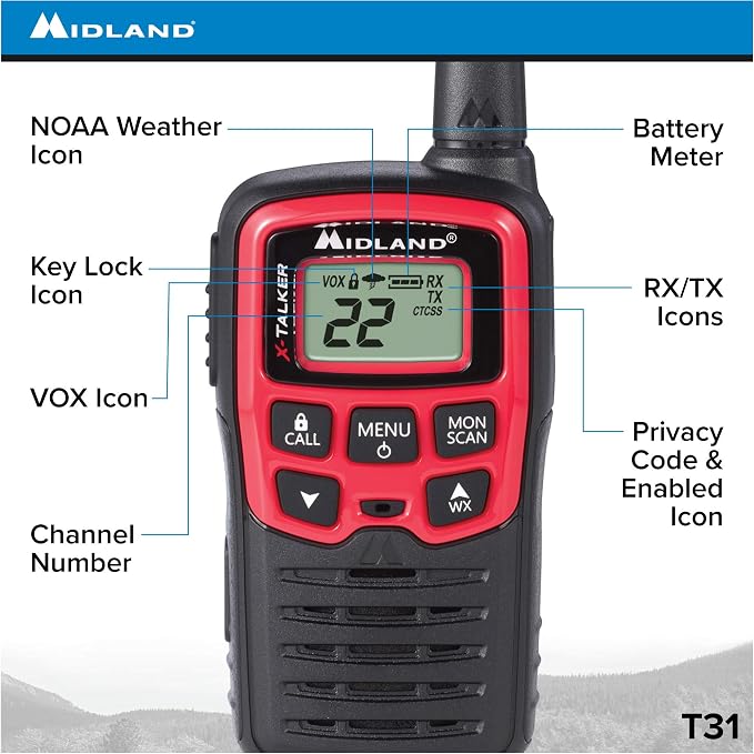 Midland T31VP 22 Channel FRS Walkie Talkie - Image 3