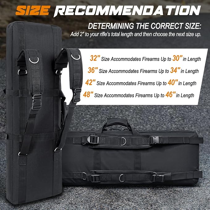 DULCE DOM 36 42 48 Inch Double Rifle Case, Tactical Soft Padded Backpack - Image 6