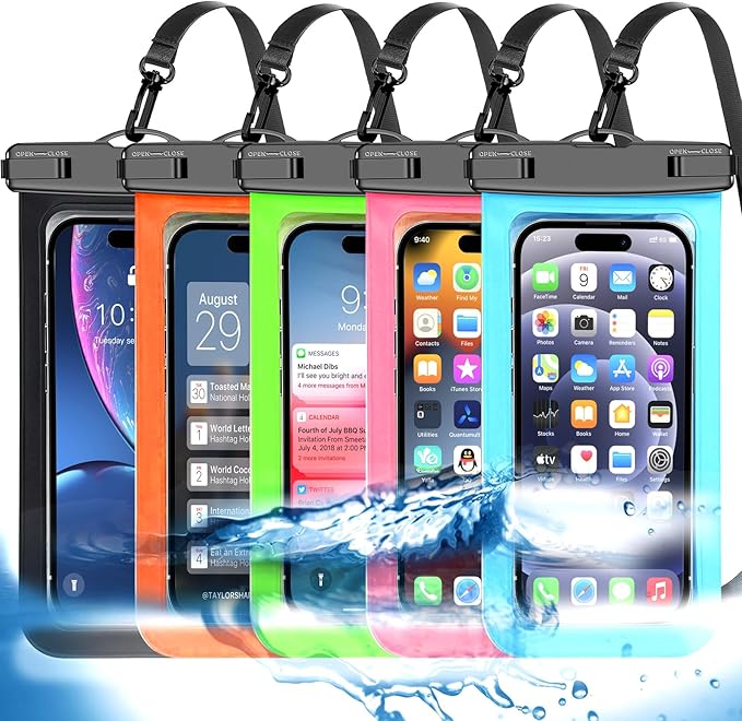 Famoby Up to 8.3" 5 Pack Multicolor Universal Waterproof Phone Pouch, Phone by Famoby