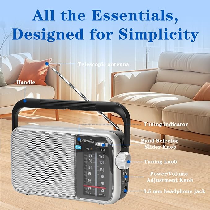 AM FM Radio Portable, Transistor Radio, Battery Powered or Mains Operated - Image 5