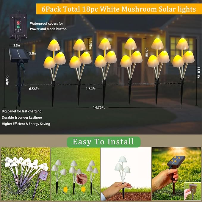 Solar Mushroom Lights for Outside, Unique Mushroom Garden Decor Gifts, Cute - Image 5