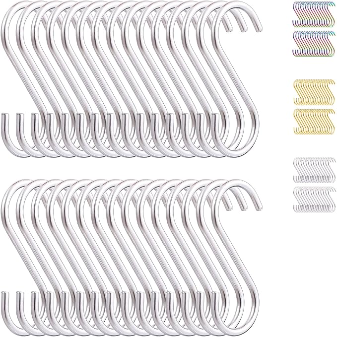 Evanda S Hooks for Hanging Pack of 30, Heavy Duty Stainless Steel Metal Mutil by Evanda